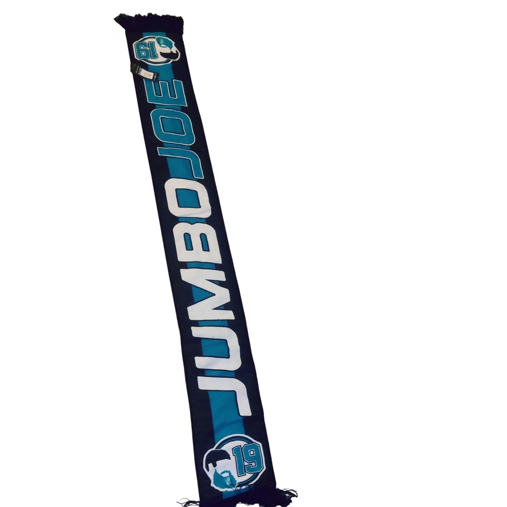 NWT Ruffneck Scarfs San Jose Sharks Joe Thorton & Jumbo Joe #19 Black and Teal